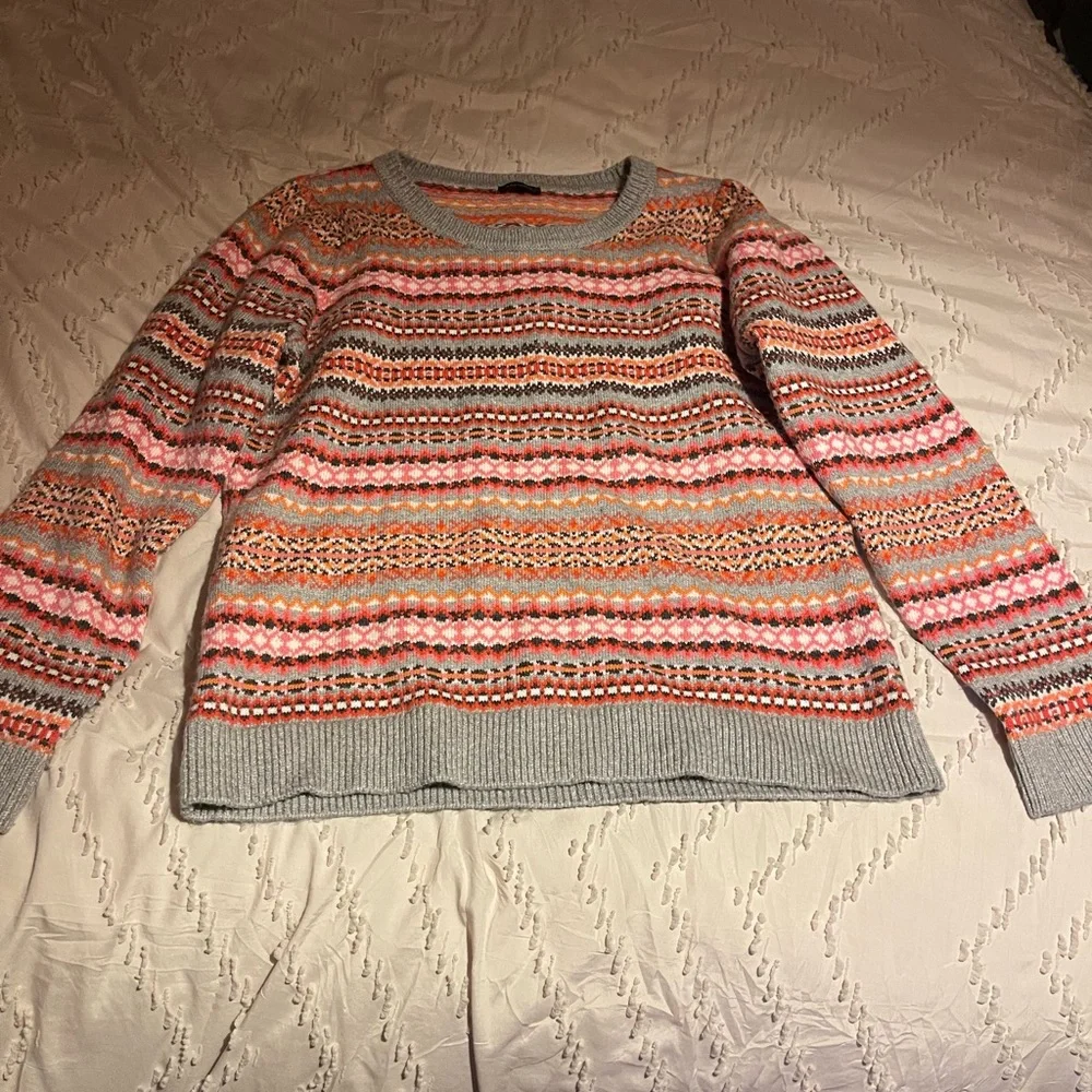 Talbots Multicolor Patterned Crew Neck Sweater